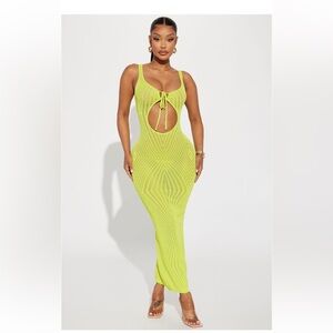 Peak-A-Boo Maxi Dress - Lime